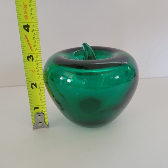 Green & Blue Glass Apple Paperweights Office Accent Handcrafted Glass 3.5" Tall - Picture 5 of 10